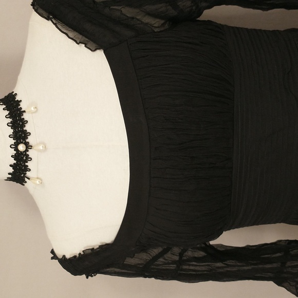 Sexy Feminine Black Silk Lace n Sheer Blouse Could be off shoulder High Quality - Picture 2 of 11